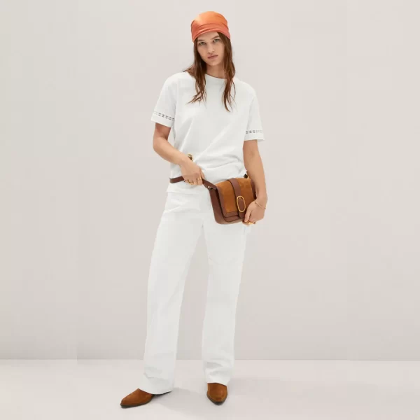 Embroidered White Cotton T-Shirt - Imagen 2
