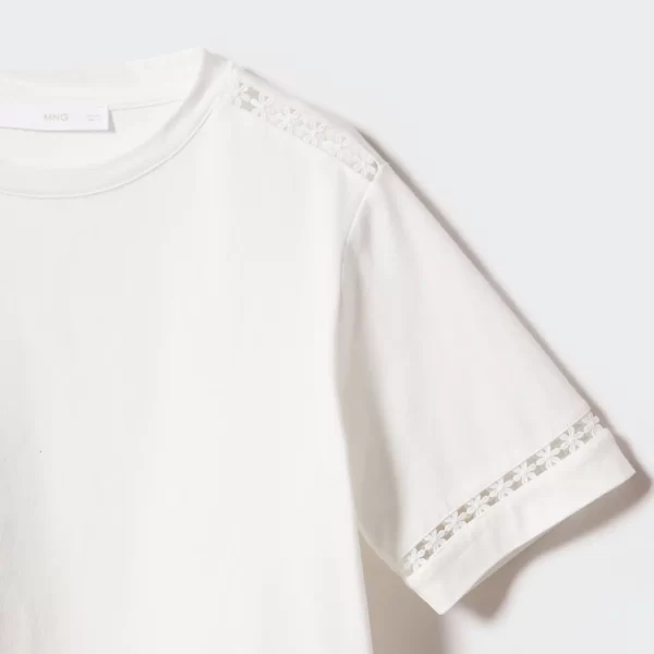 Embroidered White Cotton T-Shirt - Imagen 6