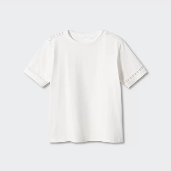 Embroidered White Cotton T-Shirt - Imagen 5