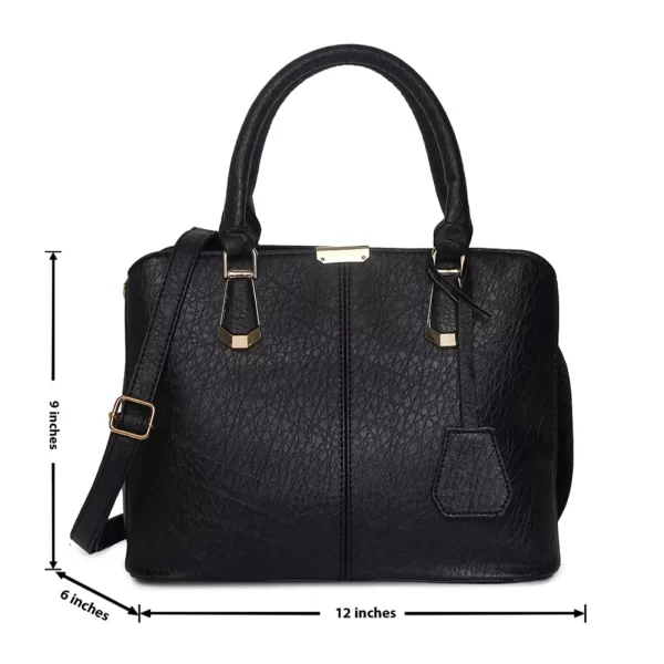 Women\'s Leather Handbag (Black) - Imagen 5