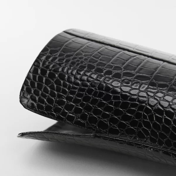 Black Croc-Effect Based Stiletto Boots - Imagen 4